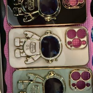 Astronaut Phone Case Trio with Gold Accents iPhone 13 Pro